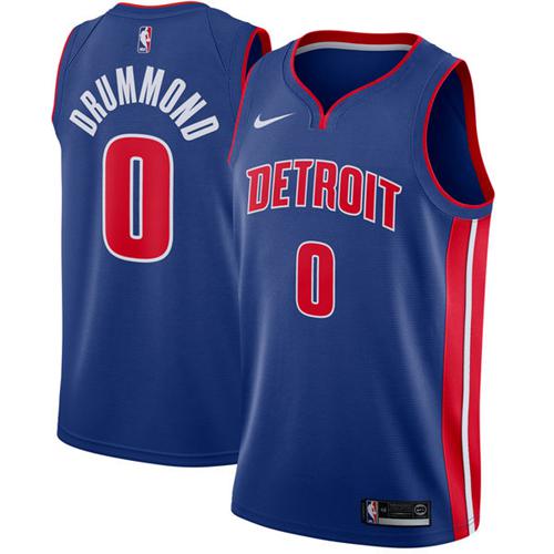Detroit Pistons #0 Andre Drummond Blue Swingman Icon Edition Jersey - Zenithce