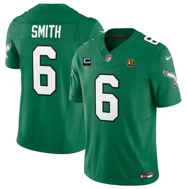 Philadelphia Eagles #6 DeVonta Smith Green 2023 F.U.S.E. Throwback With 1-Star C Patch And John Madden Patch Vapor Limited Stitched Jersey - Zenithce