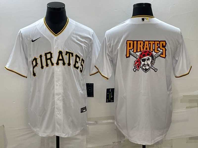 Pittsburgh Pirates White Team Big Logo Cool Base Stitched Jersey - Zenithce