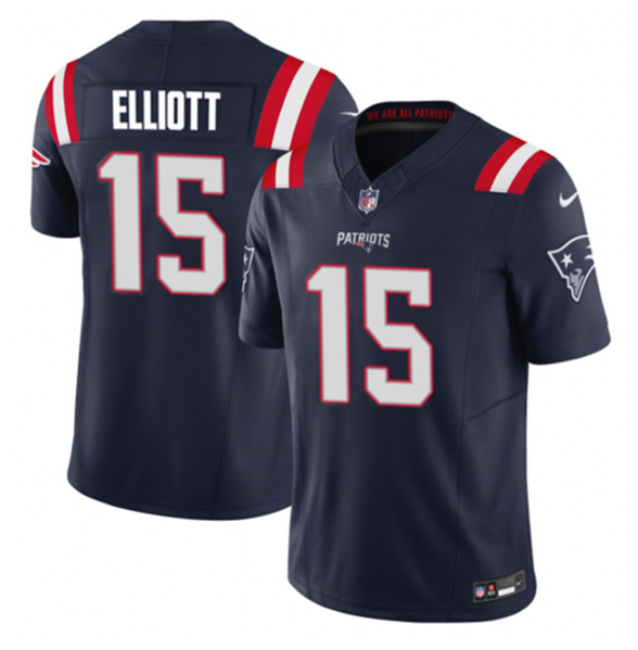New England Patriots #15 Ezekiel Elliott Navy 2023 F.U.S.E. Vapor Limited Stitched Jersey - Zenithce
