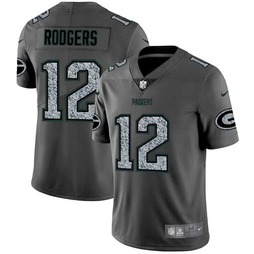 Green Bay Packers #12 Aaron Rodgers 2019 Gray Fashion Static Limited Stitched Jersey - Zenithce