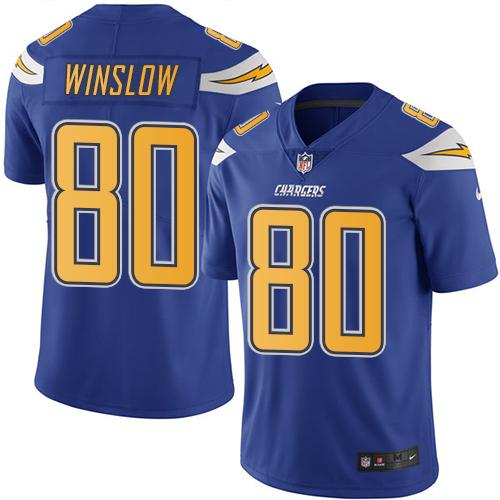 Chargers #80 Kellen Winslow Electric Blue Stitched Limited Rush Nike Jersey - Zenithce