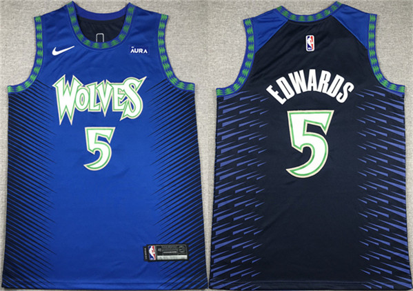 Minnesota Timberwolves #5 Anthony Edwards Blue City Edition Stitched Jersey - Zenithce