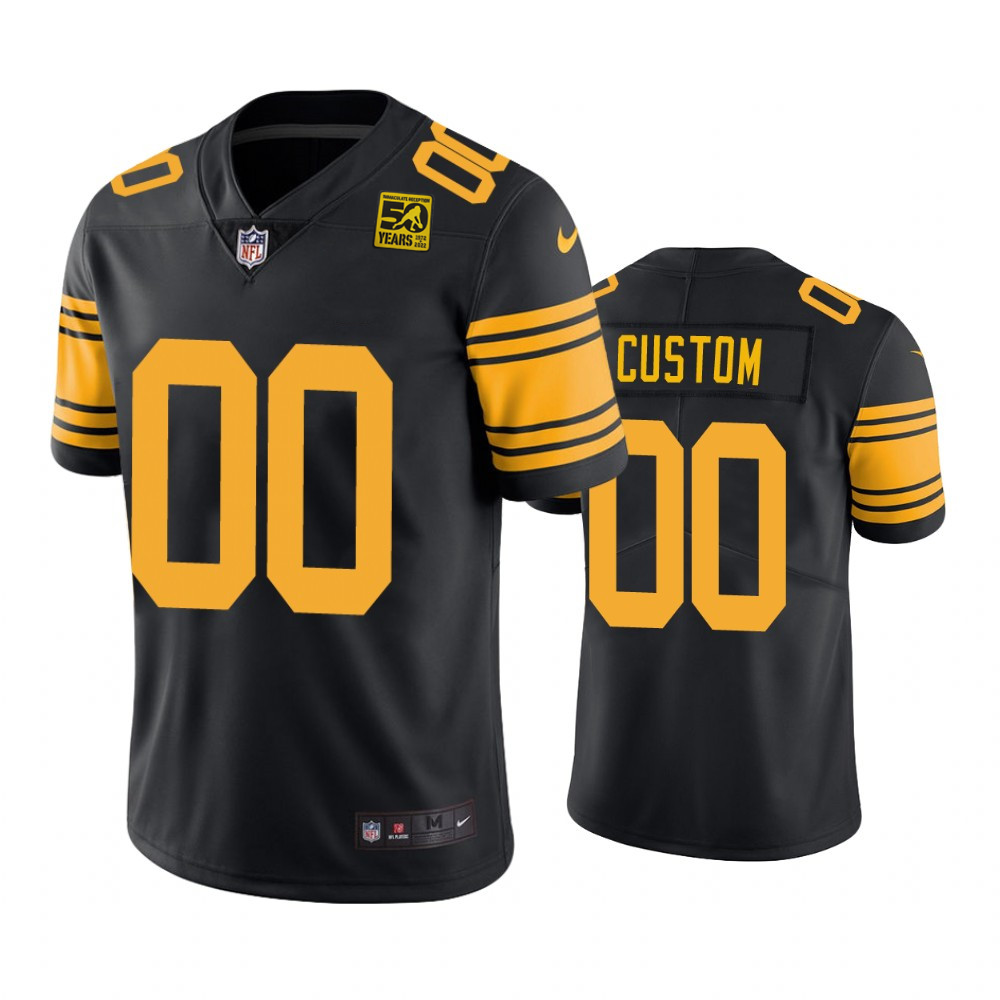 Pittsburgh Steelers Custom Black 2023 Color Rush 50th Anniversary Limited Jersey - Zenithce