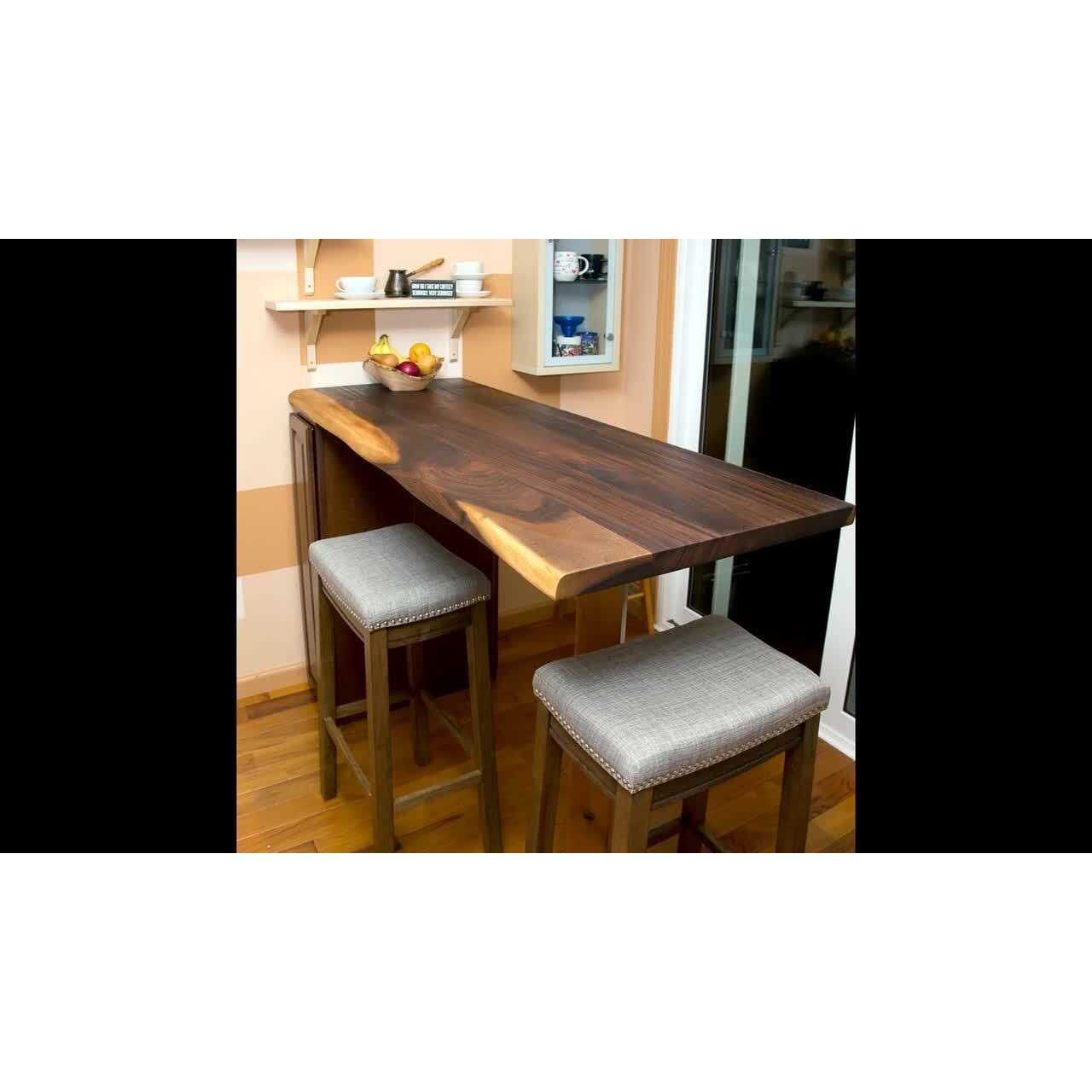 HARDWOOD REFLECTIONS 25 in. D Walnut Stained Hevea Butcher Block Countertop in With Live Edge - Zenithce
