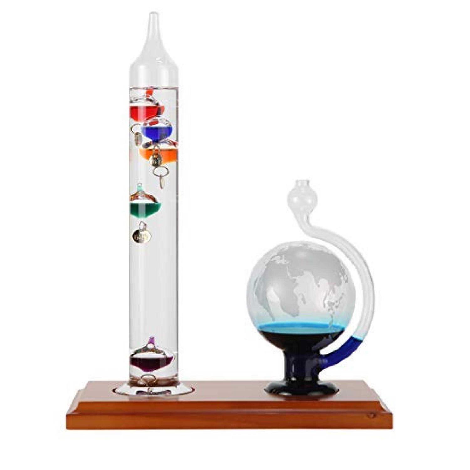 Lily’s Home Desktop Weather Station, with Galileo Thermometer and Fitzroy Storm Glass Weather Predictor - Zenithce