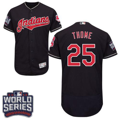 Indians #25 Jim Thome Navy Blue Flexbase Authentic Collection 2016 World Series Bound Stitched Jersey - Zenithce