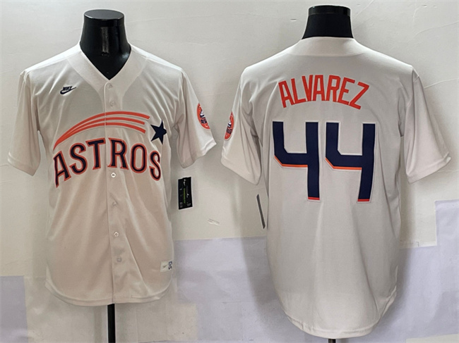 Houston Astros #44 Yordan Alvarez Cream Throwback Cooperstown Collection Limited Stitched Jersey - Zenithce