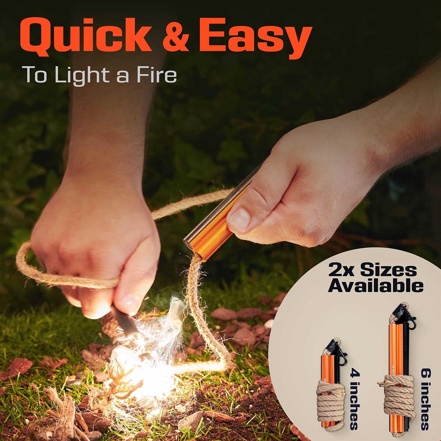 Fire Starter Survival Kit, Larger Ferro Rod with Striker Lanyard 3in Long Flint and Steel - Zenithce