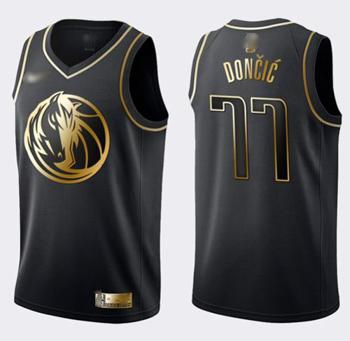 Mavericks #77 Luka Doncic Black Gold Swingman Limited Edition Jersey - Zenithce