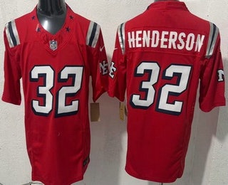 New England Patriots #32 TreVeyon Henderson Limited Red Rivalries FUSE Vapor Jersey - Zenithce