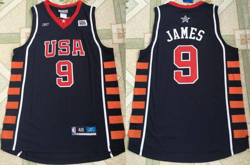2004 Olympics Team USA #9 LeBron James Navy Blue Stitched Reebok Swingman Jersey - Zenithce