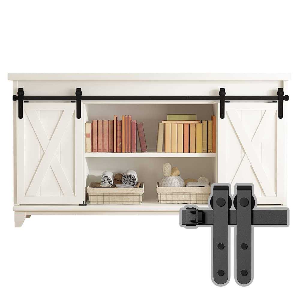 skysen Double Door Cabinet Sliding Barn Door Hardware Kit Super Mini Sliding Door Hardware for Wardrobe Cabinet TV Stand - Zenithce