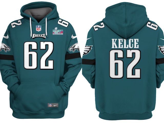 Philadelphia Eagles #62 Jason Kelce White Super Bowl LVII Patch Pullover Hoodie - Zenithce