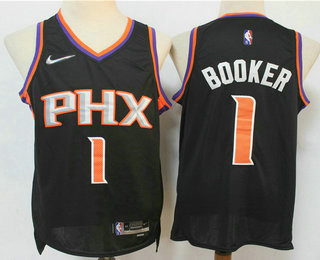 Phoenix Suns #1 Devin Booker Black 75th Anniversary Diamond 2021 Stitched Jersey - Zenithce