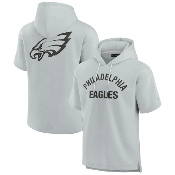 Philadelphia Eagles Gray Super Soft Fleece Short Sleeve Hoodie - Zenithce