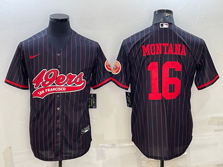 San Francisco 49ers #16 Joe Montana Black Cool Base Stitched Baseball Jersey - Zenithce