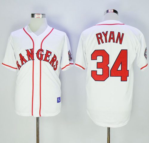 Rangers #34 Nolan Ryan White Cooperstown Stitched Jersey - Zenithce