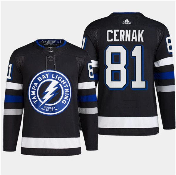 Tampa Bay Lightning #81 Erik Cernak Black Alternate Premier Breakaway Stitched Jersey - Zenithce