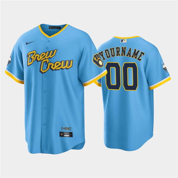 Milwaukee Brewers Customized Custom 2022 Powder Blue City Connect Cool Base Stitched Jersey - Zenithce