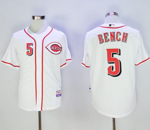 Reds #5 Johnny Bench White Cool Base Stitched Jersey - Zenithce