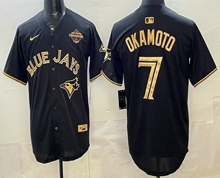 Toronto Blue Jays #7 Kazuma Okamoto Black Gold 2025 American League Champions Limited Stitched Jersey - Zenithce