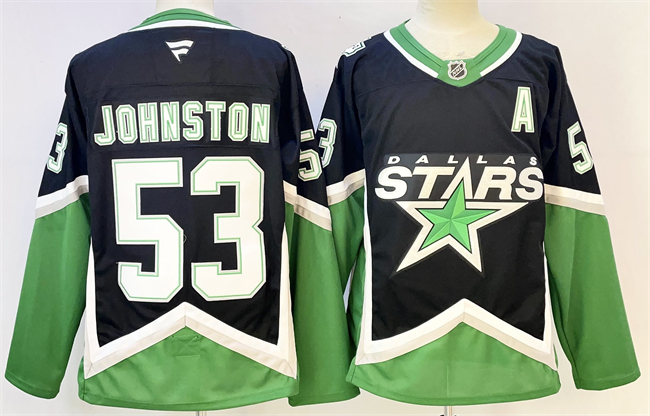 Dallas Stars #53 Wyatt Johnston Black 2025-26 With A Patch Alternate Stitched Jersey - Zenithce