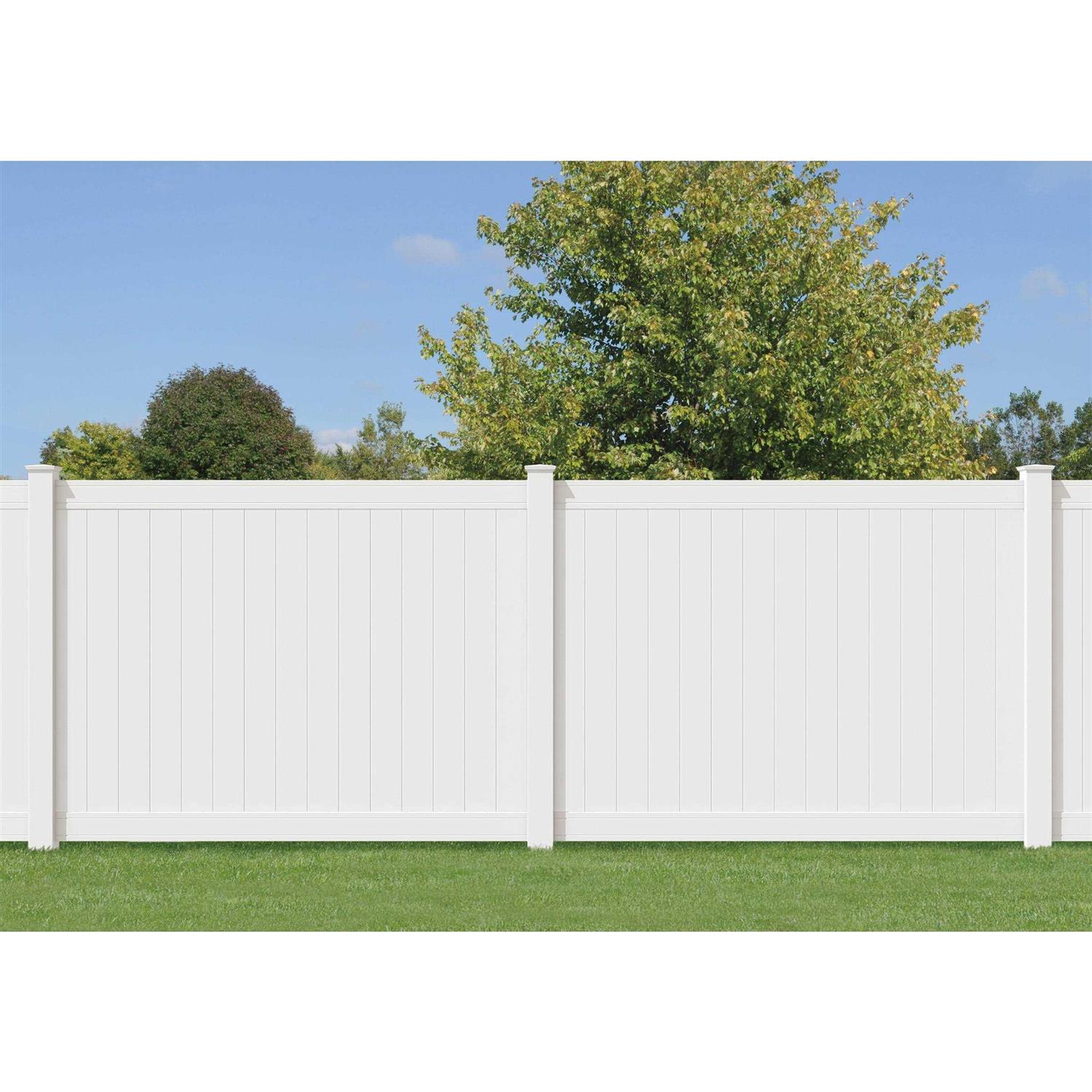 Outdoor Essentials Pro-Series 6 ft. H x 8 ft. W Tan Vinyl Woodbridge Privacy Fence Panel - Zenithce