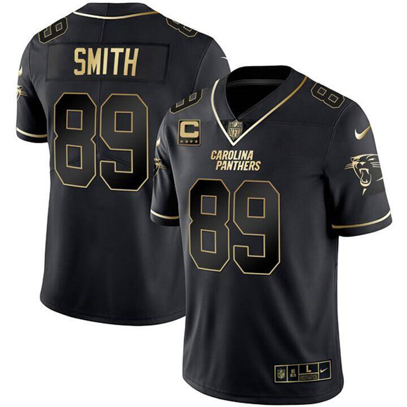 Carolina Panthers #89 Steve Smith Black Gold With 4-Star C Patch Vapor Limited Stitched Jersey - Zenithce