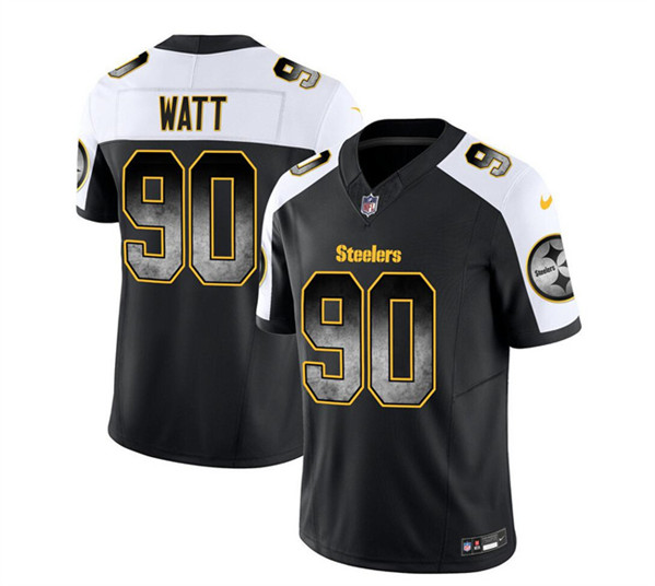 Pittsburgh Steelers #90 T.J. Watt Black White 2023 F.U.S.E. Smoke Vapor Untouchable Limited Stitched Jersey - Zenithce