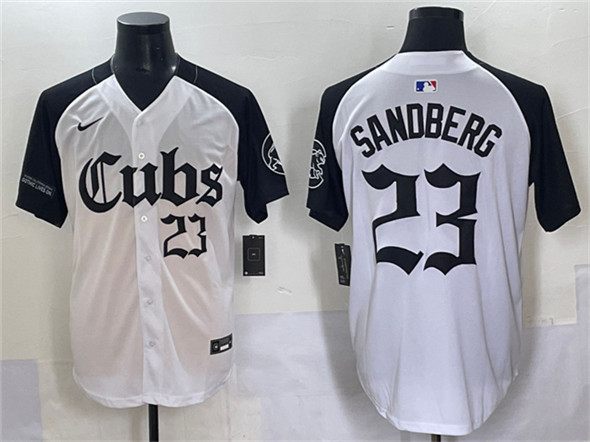 Chicago Cubs #23 Ryne Sandberg White Black 'Gothic North Side Edition' Vapor Premier Limited Stitched Jersey - Zenithce
