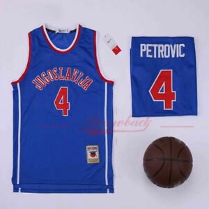 Jugoslavija #4 Drazen Petrovic Blue Jersey - Zenithce