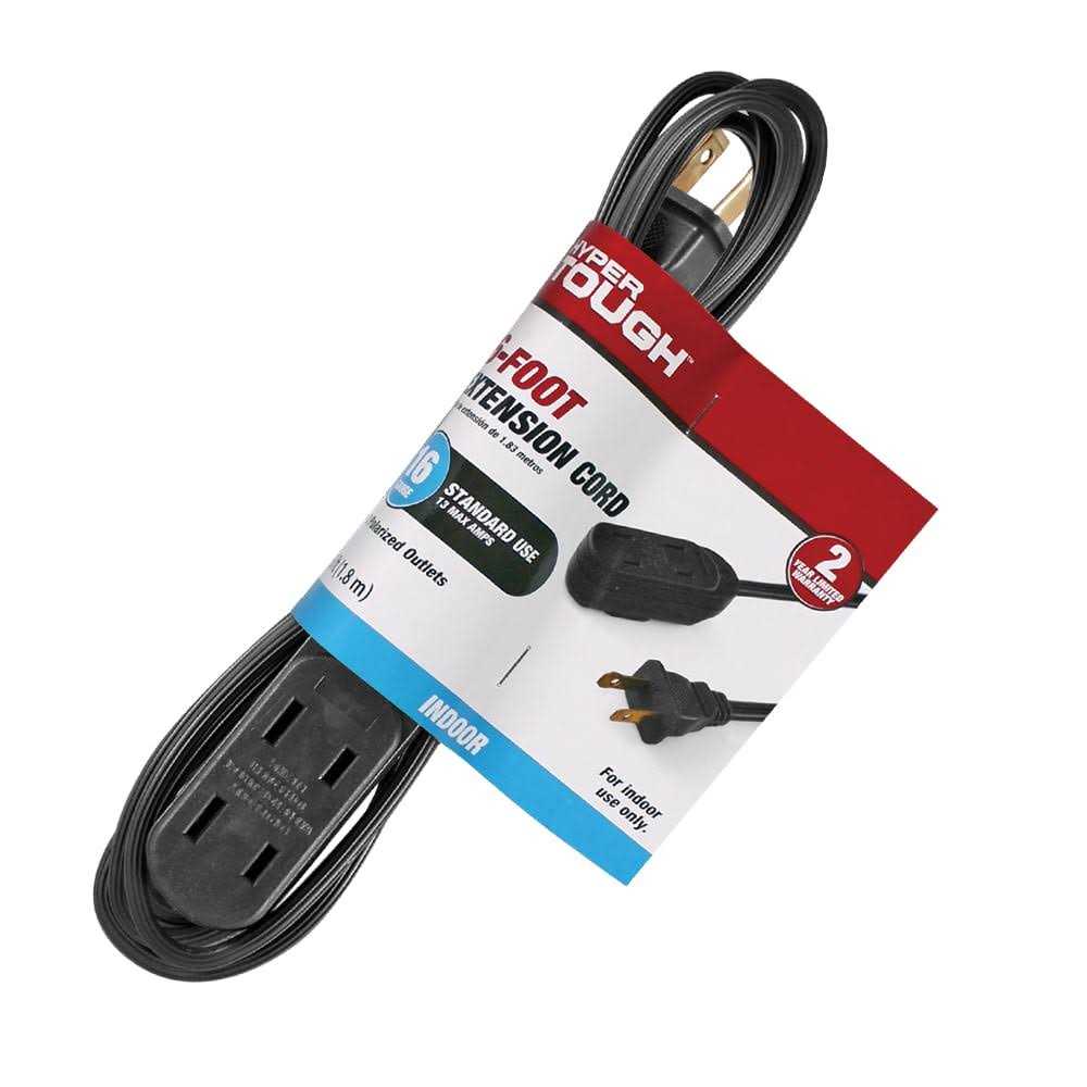 Hyper Tough 16AWG 2 Prong Indoor Household Extension Cord - Zenithce