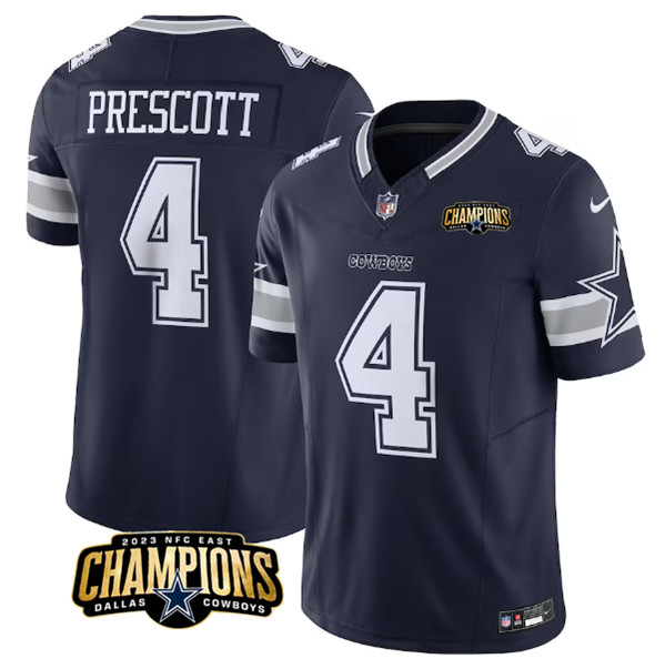 Dallas Cowboys #4 Dak Prescott Navy 2023 F.U.S.E. NFC East Champions Patch Stitched Jersey - Zenithce