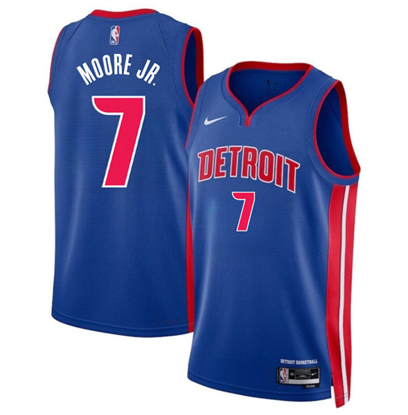 Detroit Pistons #7 Wendell Moore Jr Blue 2024 Icon Edition Stitched Jersey - Zenithce