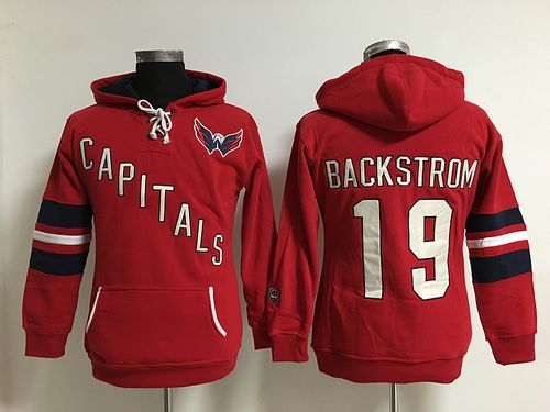 Washington Capitals #19 Nicklas Backstrom Red Women's Old Time Heidi Hoodie NHL Hoodie - Zenithce