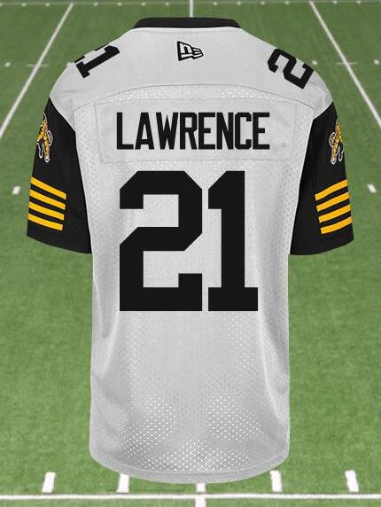 CFL Hamilton tiger cats #21 LAWRENCE Crested Away White Jersey - Zenithce