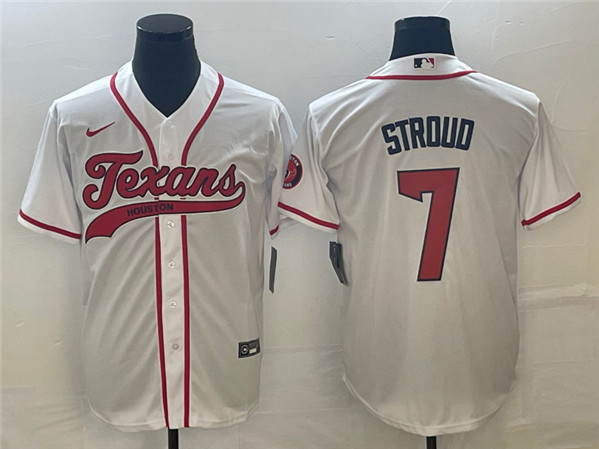 Houston Texans #7 C.J. Stroud White With Patch Cool Base Stitched Jersey - Zenithce