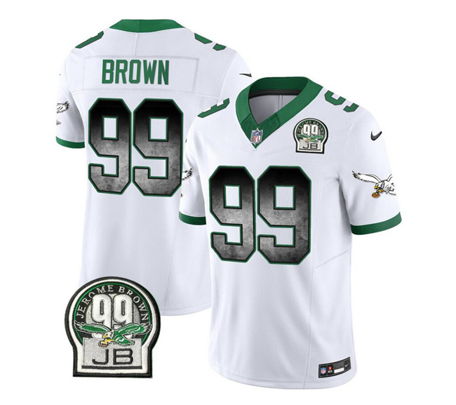 Philadelphia Eagles #99 Jerome Brown White 2023 F.U.S.E. Throwback Vapor Untouchable Limited Stitched Jersey - Zenithce