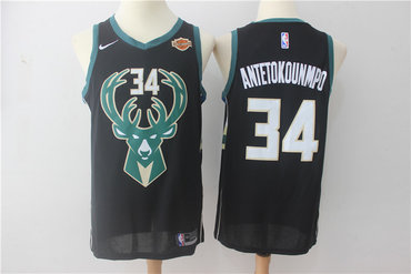 Milwaukee Bucks #34 Giannis Antetokounmpo Black 2017-2018 Swingman Stitched Jersey - Zenithce
