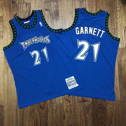 Minnesota Timberwolves #21 Kevin Garnett 2003-04 Blue Hardwood Classics Soul AU Throwback Jersey - Zenithce