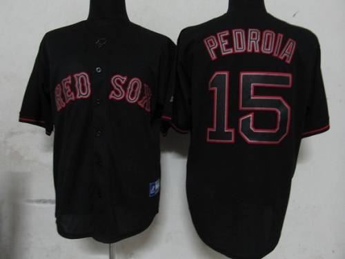 Red Sox #15 Dustin Pedroia Black Fashion Stitched Jersey - Zenithce