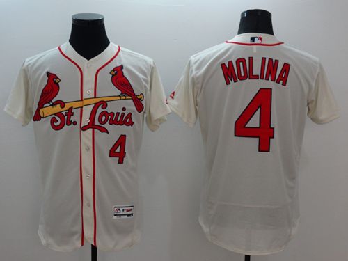 Cardinals #4 Yadier Molina Cream Flexbase Authentic Collection Stitched Jersey - Zenithce