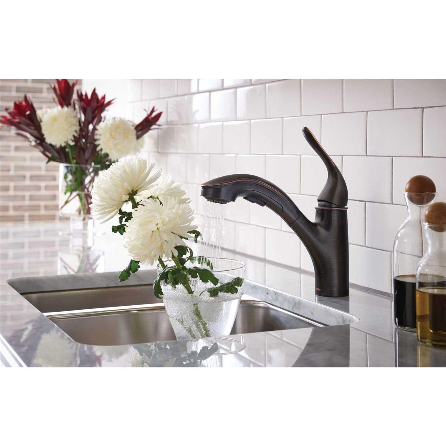 Moen Brecklyn Single-Handle Pull-Out Sprayer Kitchen Faucet with Power Clean - Zenithce