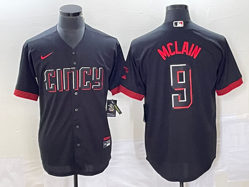 Cincinnati Reds #9 Matt McLain Black 2023 City Connect Cool Base Stitched Jersey - Zenithce