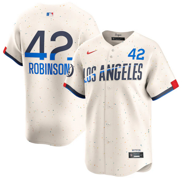 Brooklyn Dodgers #42 Jackie Robinson Cream 2024 City Connect Limited Stitched Jersey - Zenithce