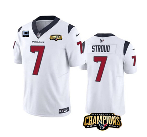 Houston Texans #7 C.J. Stroud White 2023 F.U.S.E. AFC South Champions Patch And 1-Star C Patch Vapor Untouchable Limited Stitched Jersey - Zenithce