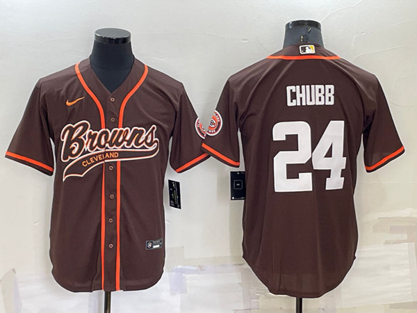 Cleveland Browns #24 Nick Chubb Brown Stitched Jersey - Zenithce
