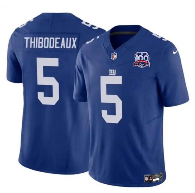 New York Giants #5 Kayvon Thibodeaux Blue 2024 F.U.S.E. 100TH Season Patch Vapor Untouchable Limited Stitched Jersey - Zenithce