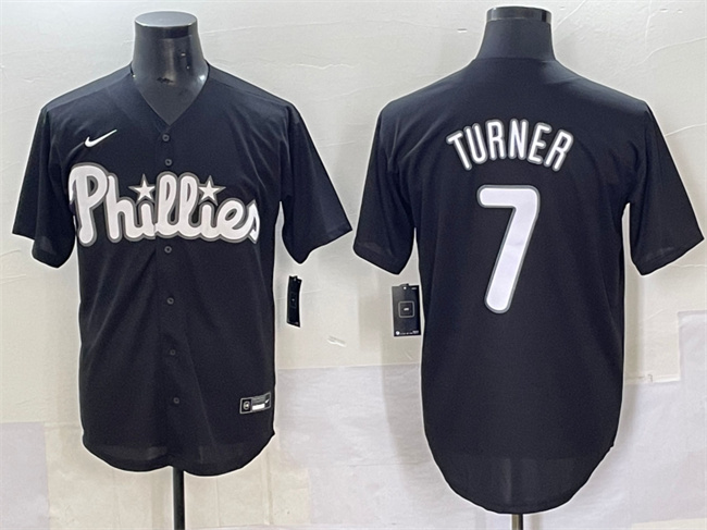 Philadelphia Phillies #7 Trea Turner Black Lights Out Limited Stitched Jersey - Zenithce